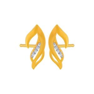 yellow gold and american diamond stud earrings for women 0.89 grams