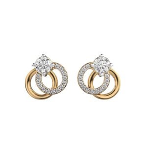 18k gold vermeil plated 925 silver stud earrings with 29 elegant round brilliant diamonds