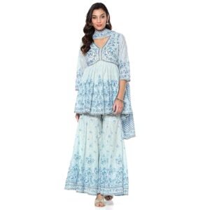 gathered printed suit set